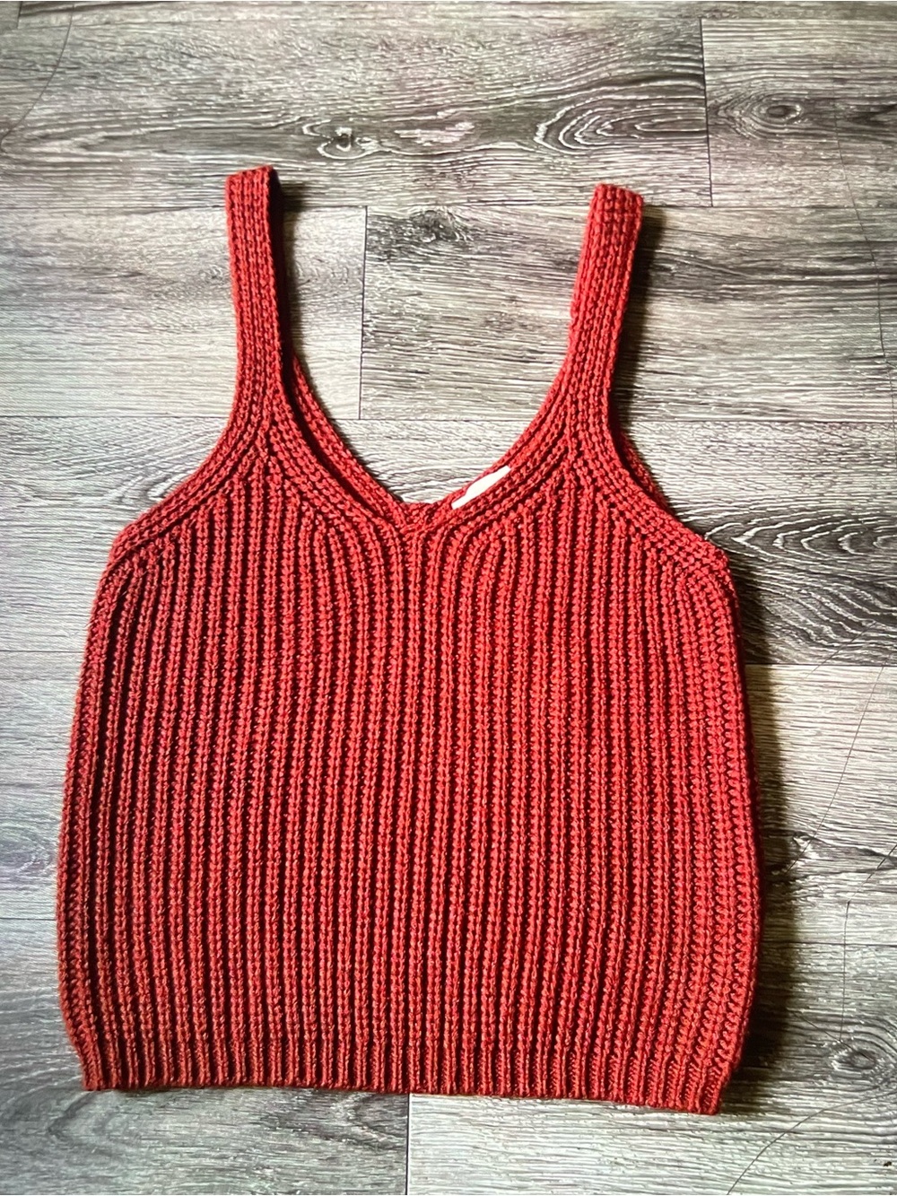 Harper Red Ribbed V-Neck Knit Tank